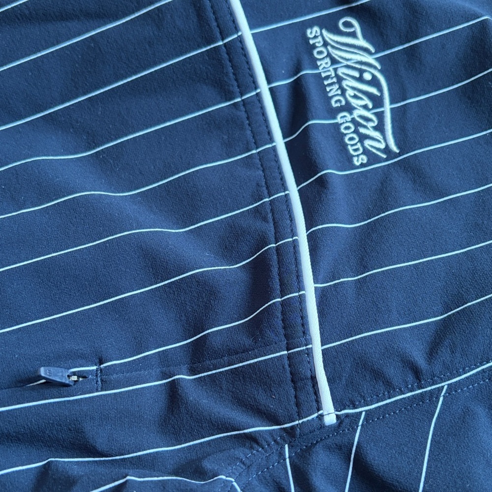 Wilson Davenport Woven Popover XS Classic Navy Pinstripe NWT - Picture 6 of 8